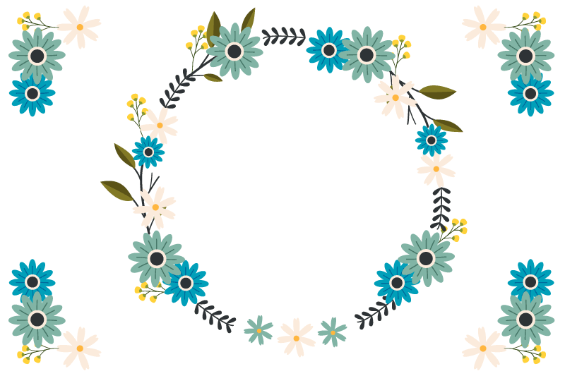 Original placemats with floral frame design - TenStickers