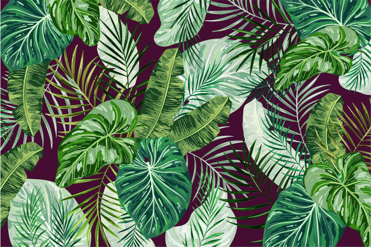 Textured placemats tropical leaf design - TenStickers