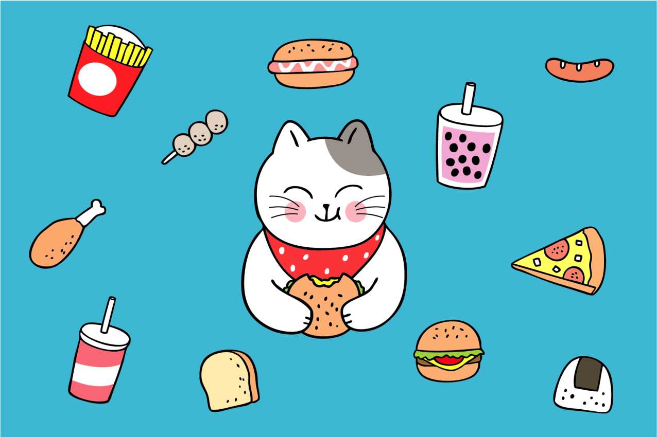 Children placemats cute cat dining - TenStickers