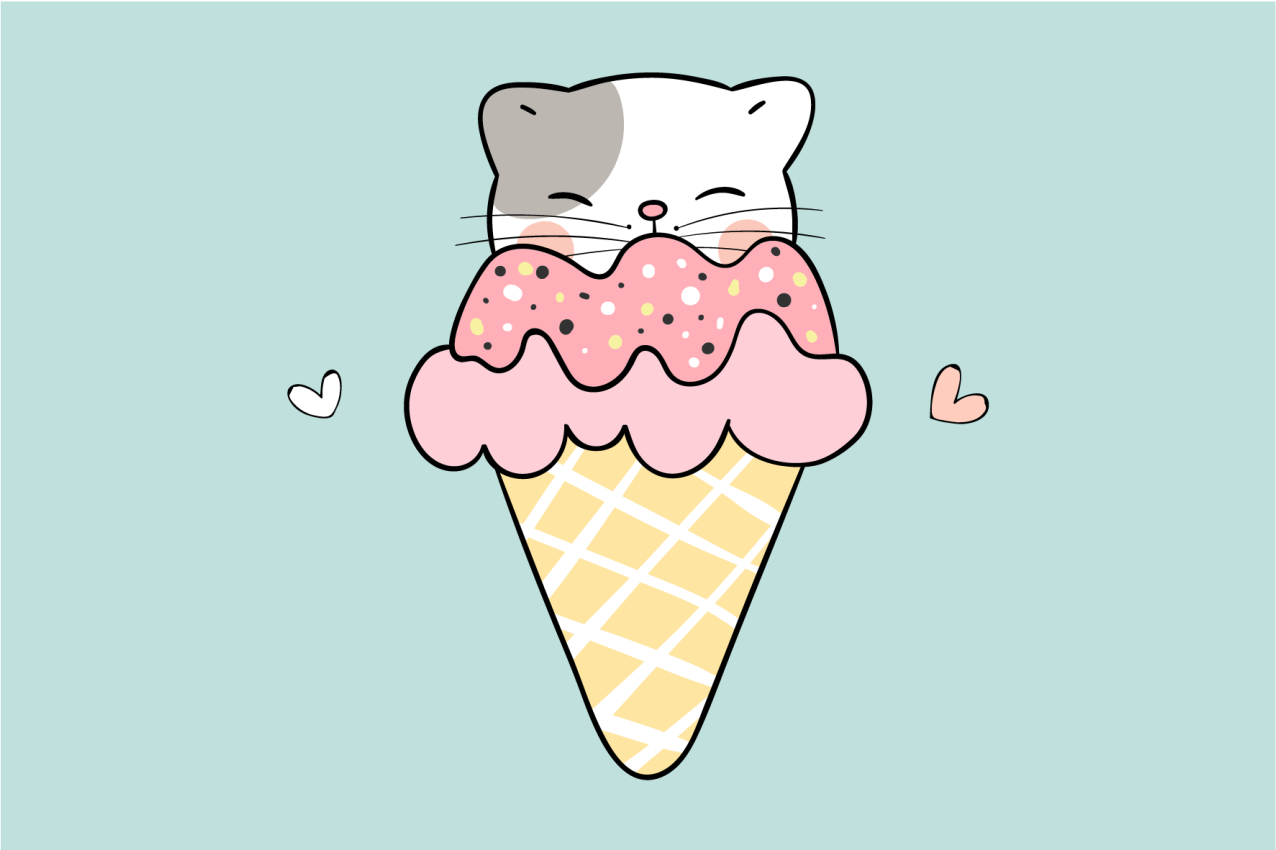 Children placemats cute cat ice cream design - TenStickers