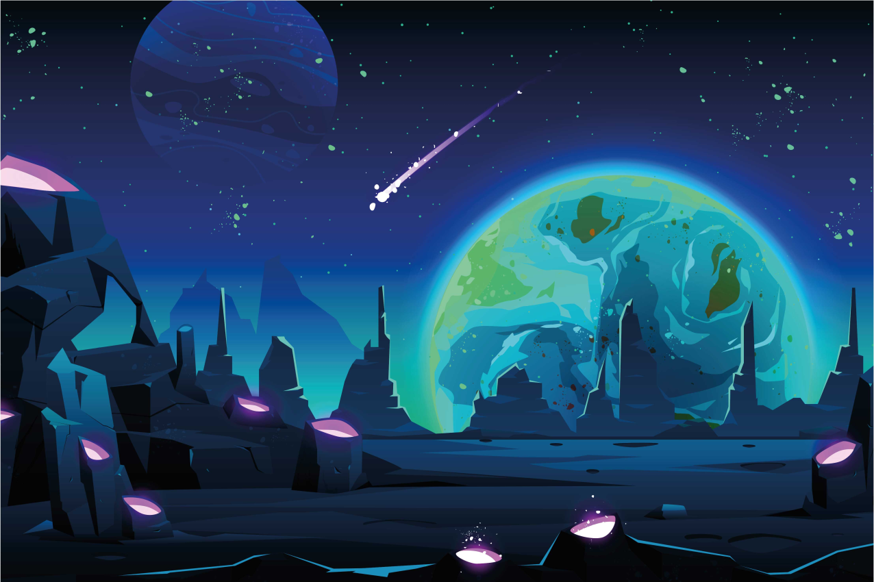 Modern placemats cosmic landscape design - TenStickers