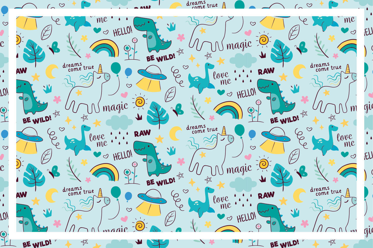 Children placemats colorful dino fantasy - TenStickers