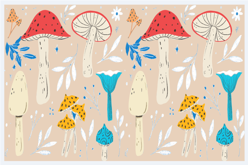 Original placemats whimsical mushroom design - TenStickers