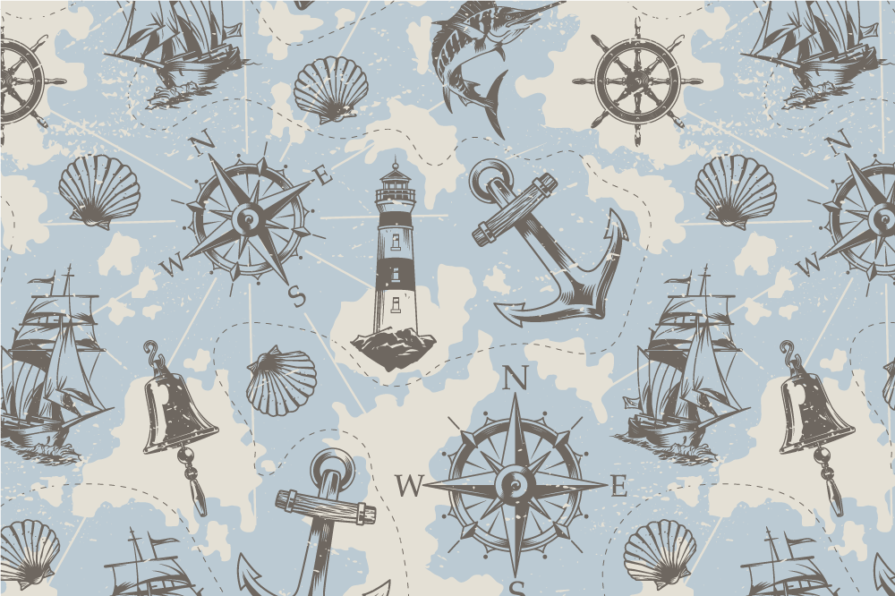 Modern placemats nautical print design - TenStickers