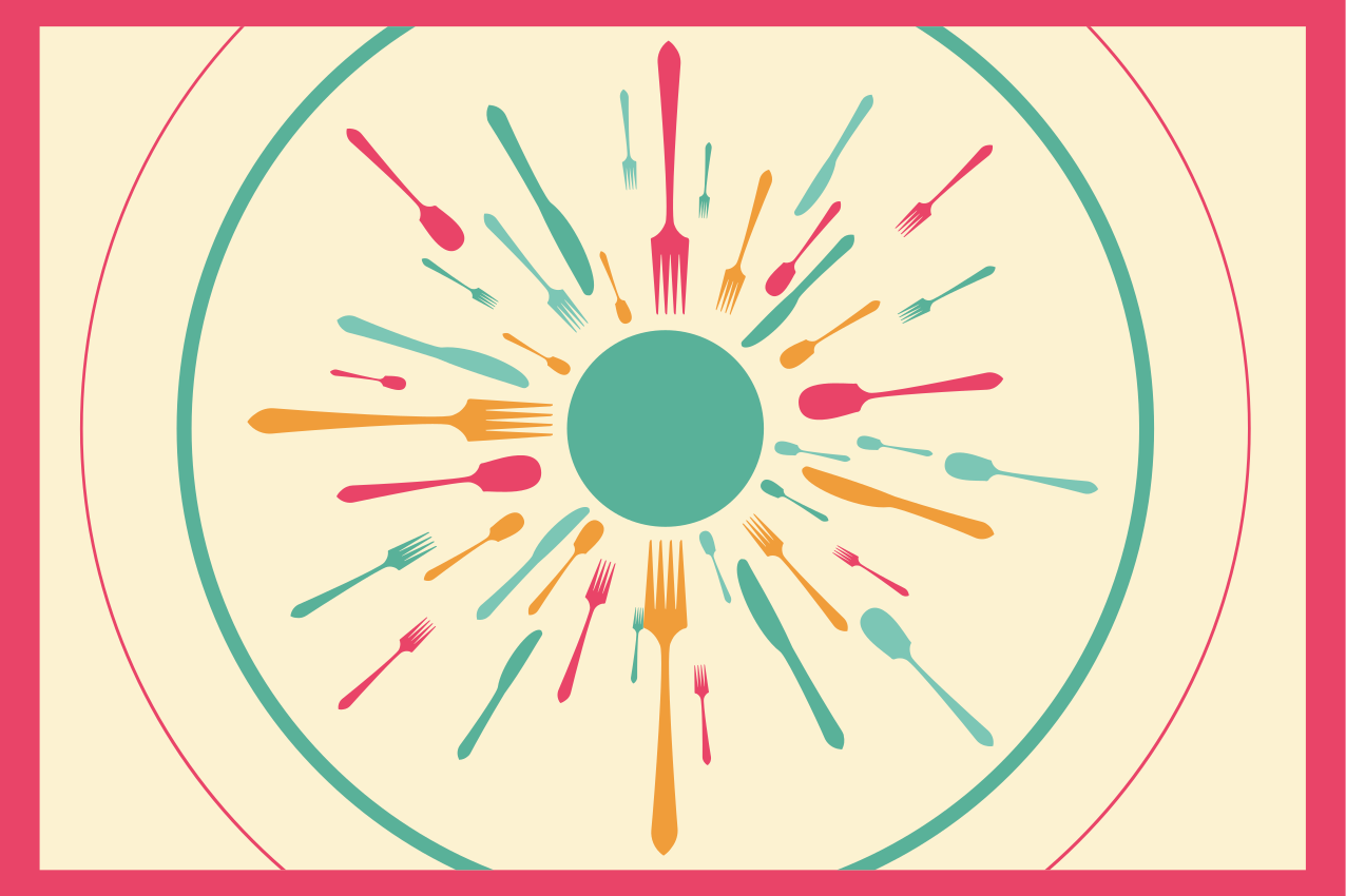 Modern placemats colorful cutlery explosion - TenStickers