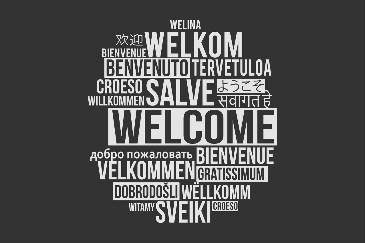 Placemats with quote welcome multilingual design - TenStickers