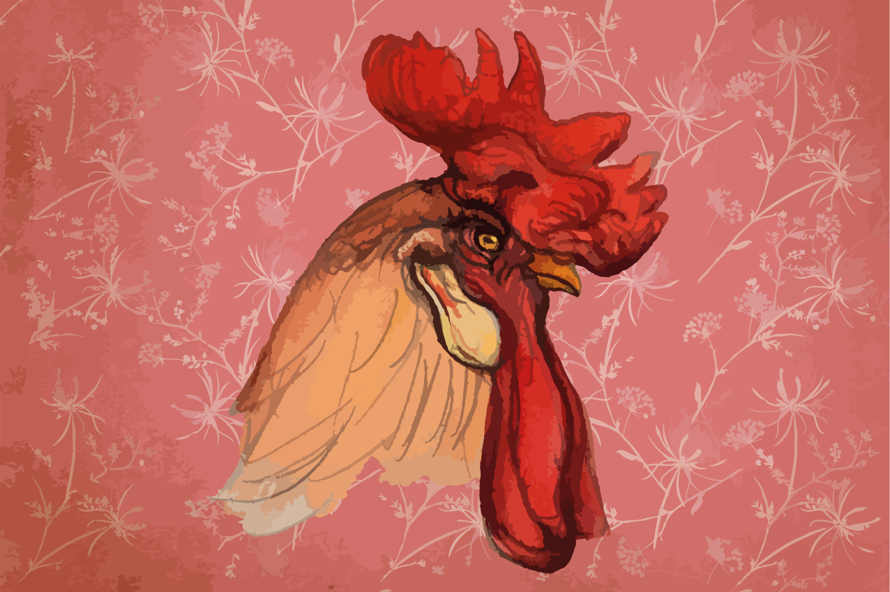 Original placemats rooster head artwork - TenStickers