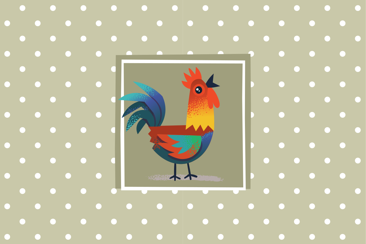Children placemats with colorful rooster art - TenStickers