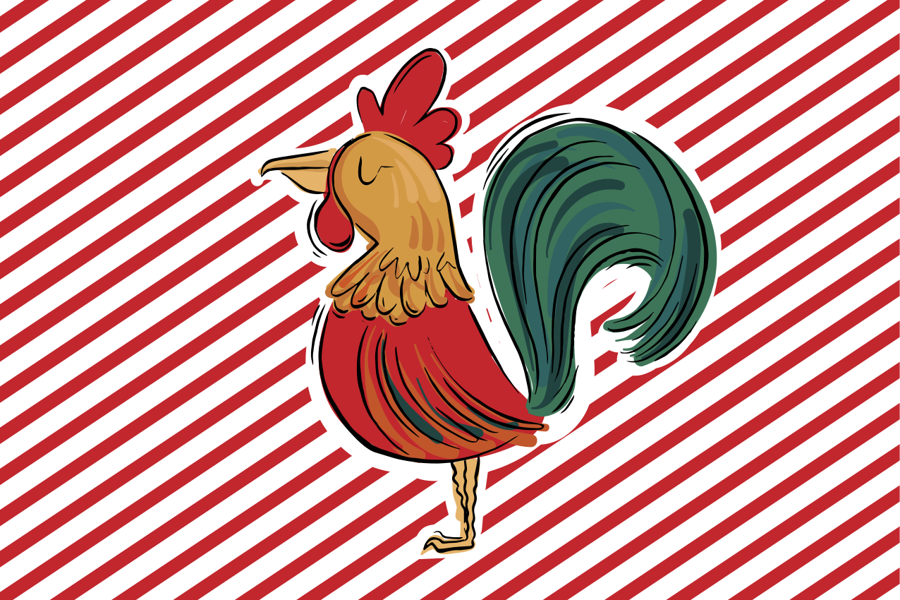 Original placemats rooster with stripes - TenStickers