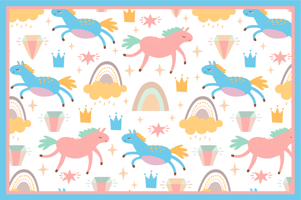 Children placemats colorful unicorns running - TenStickers