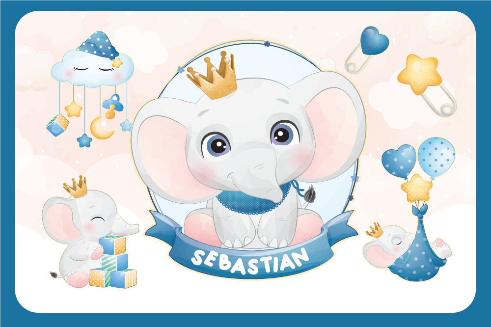 Children placemats cute elephant design - TenStickers