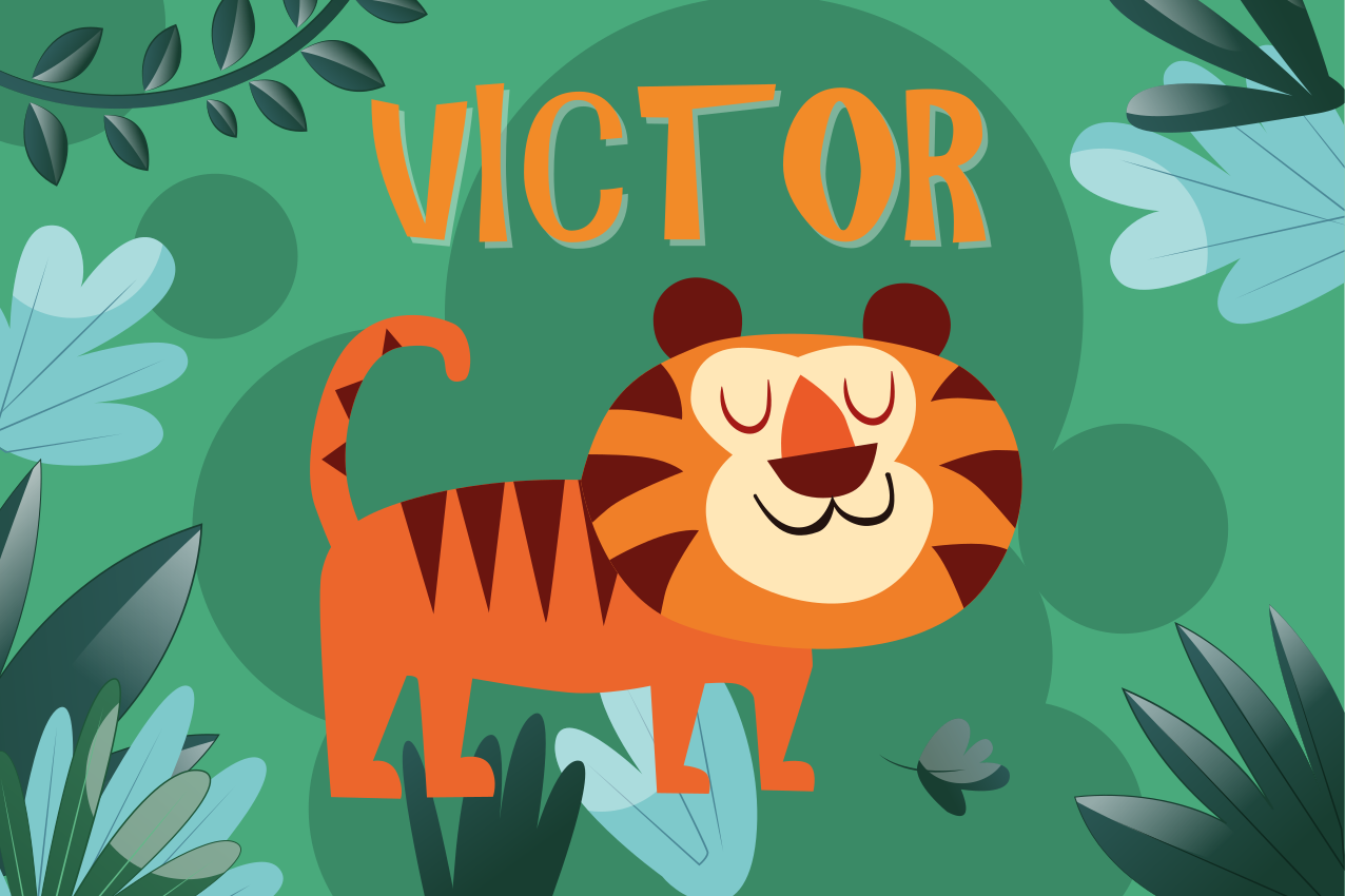 Cute tiger for boy with name children placemats - TenStickers