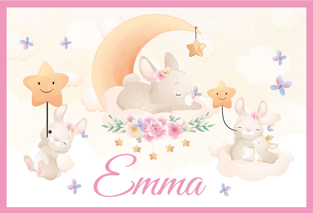 Children placemats bunny moon scene - TenStickers