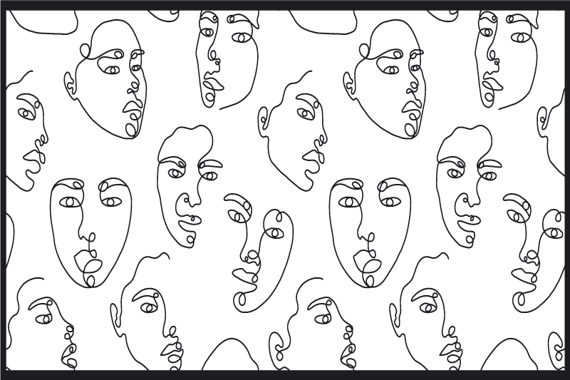 Line art faces pattern modern placemats - TenStickers
