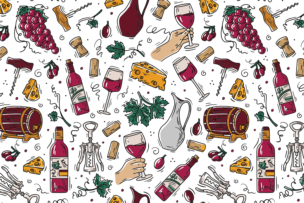 Original placemats for wine and cheese lovers - TenStickers