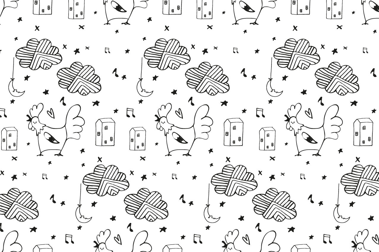 Black & white chicken 'nordic' style placemats - TenStickers