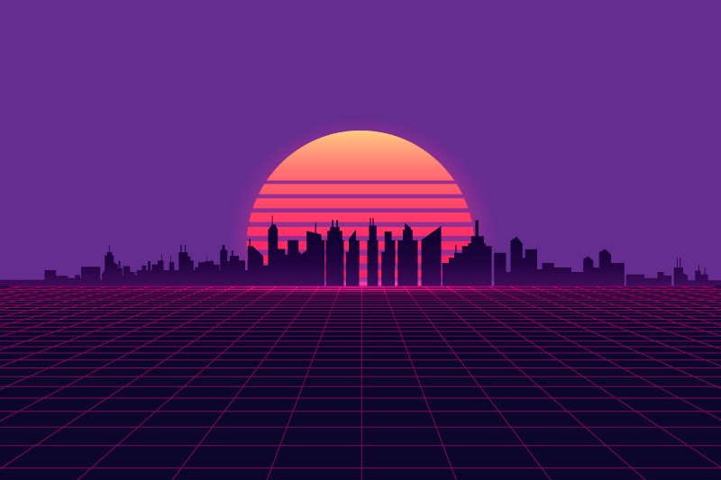 Modern placemats sunset skyline view - TenStickers