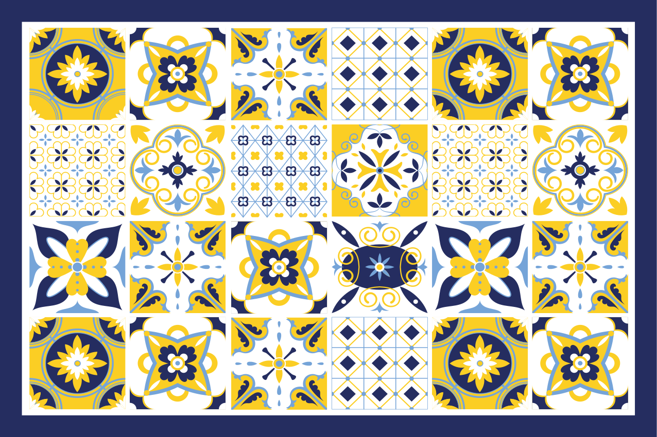 Textured placemats in colorful tile patterns - TenStickers