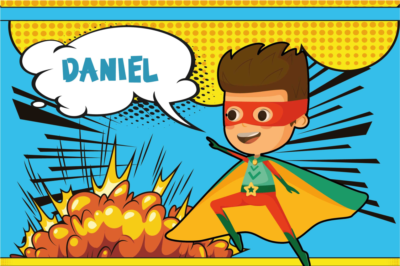 Comic super hero Personalised vinyl placemat - TenStickers