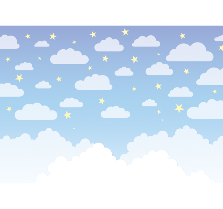 Clouds and stars wall mural nursery - TenStickers