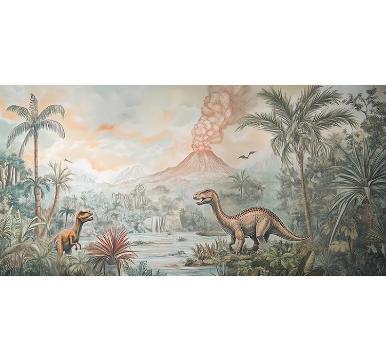 Jurassic landscape childrens bedroom wall mural - TenStickers