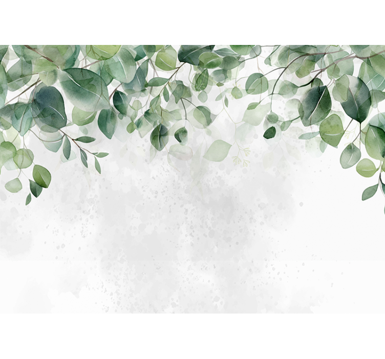 Gentle green twigs kitchen wall mural - TenStickers