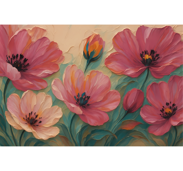 Painted flower art wall mural bathroom - TenStickers