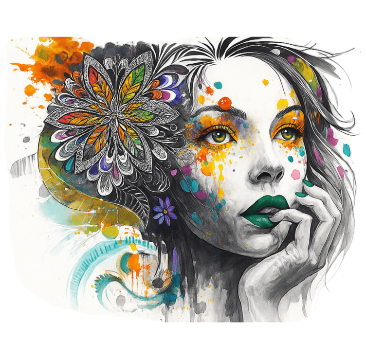 Exploding colours portrait urban art wall mural - TenStickers