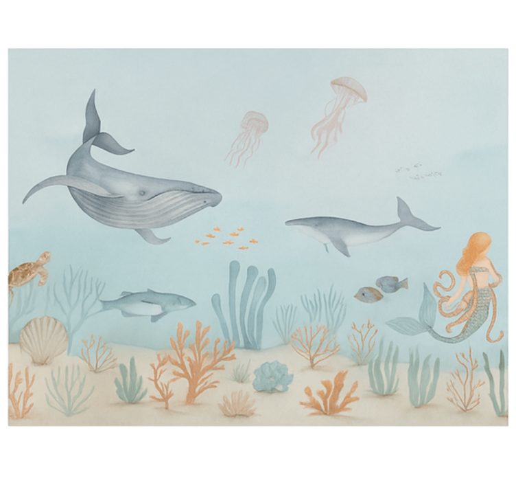 Pastel aquatic life murals for teenage bedrooms - TenStickers