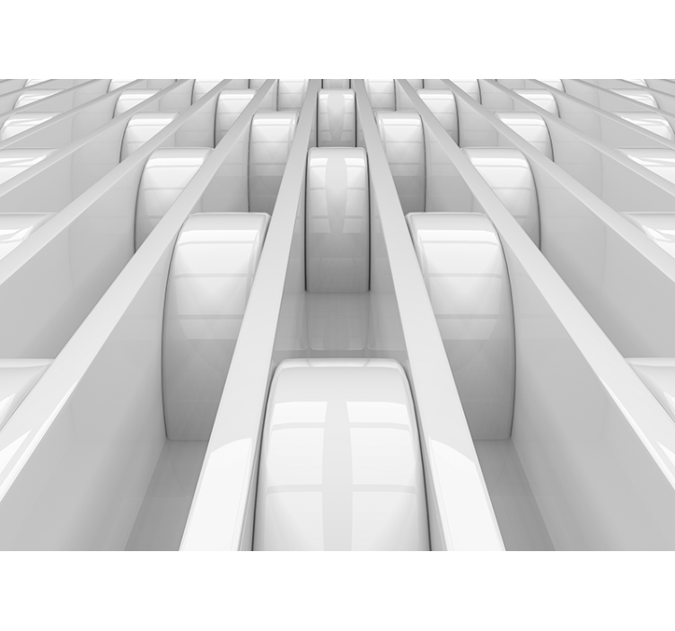 Abstract geometric shapes white 3d wallpaper - TenStickers