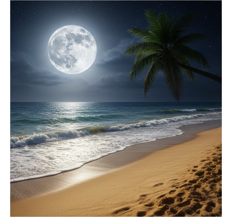 Sea wall mural full moon ocean mural - TenStickers