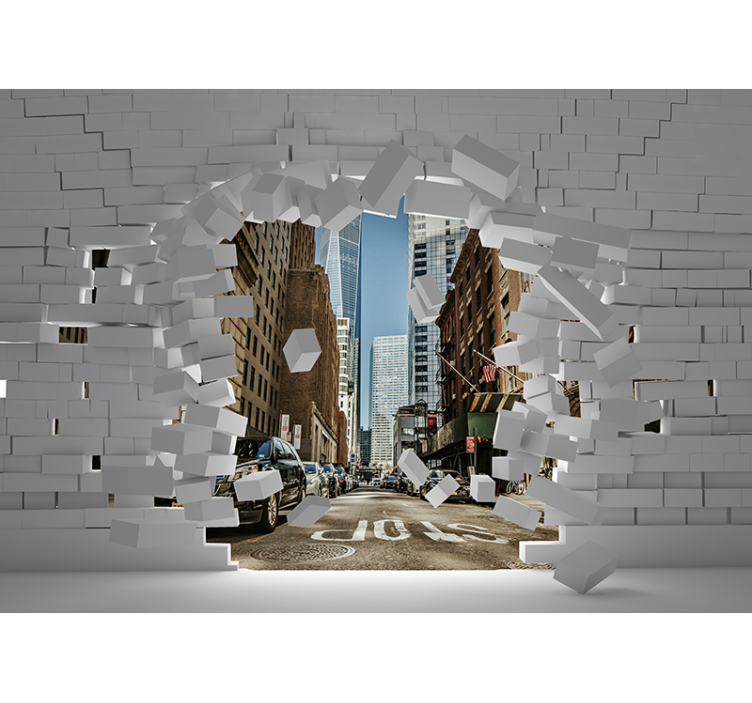 Exploding Cityscape 3d mural wallpaper - TenStickers