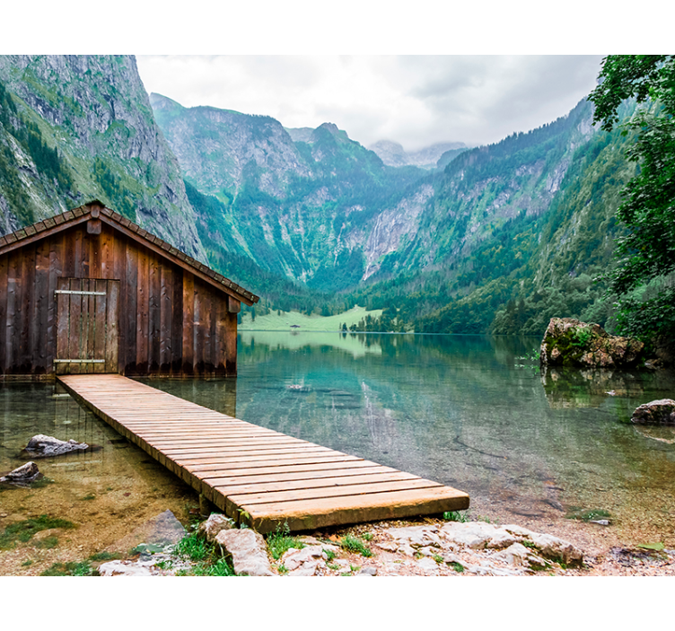 Hut in the mountain wall mural - TenStickers