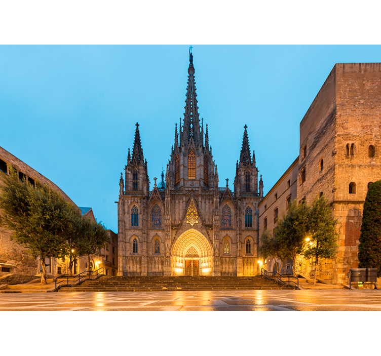 Gothic Cathedral Night wall mural barcelona - TenStickers