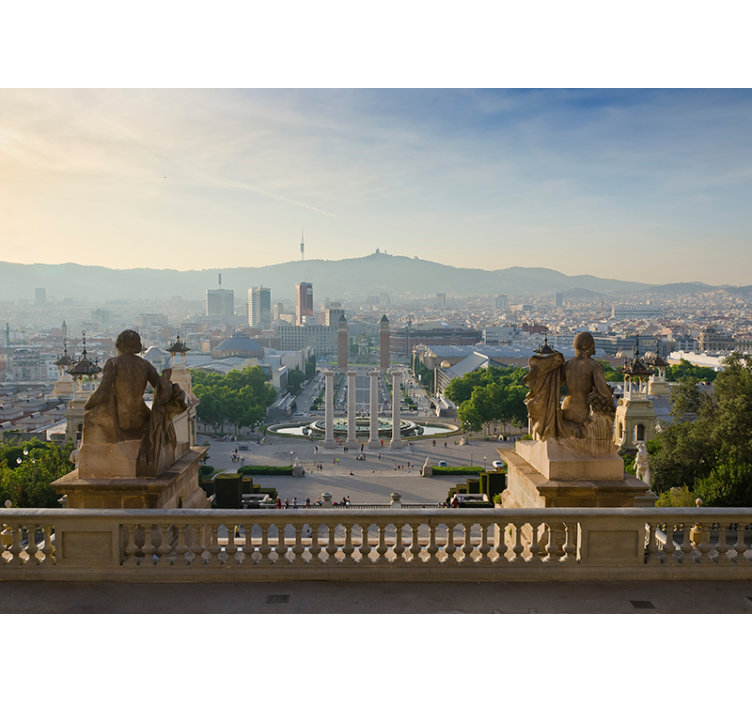 Barcelona fountain Montjuic City wall mural - TenStickers