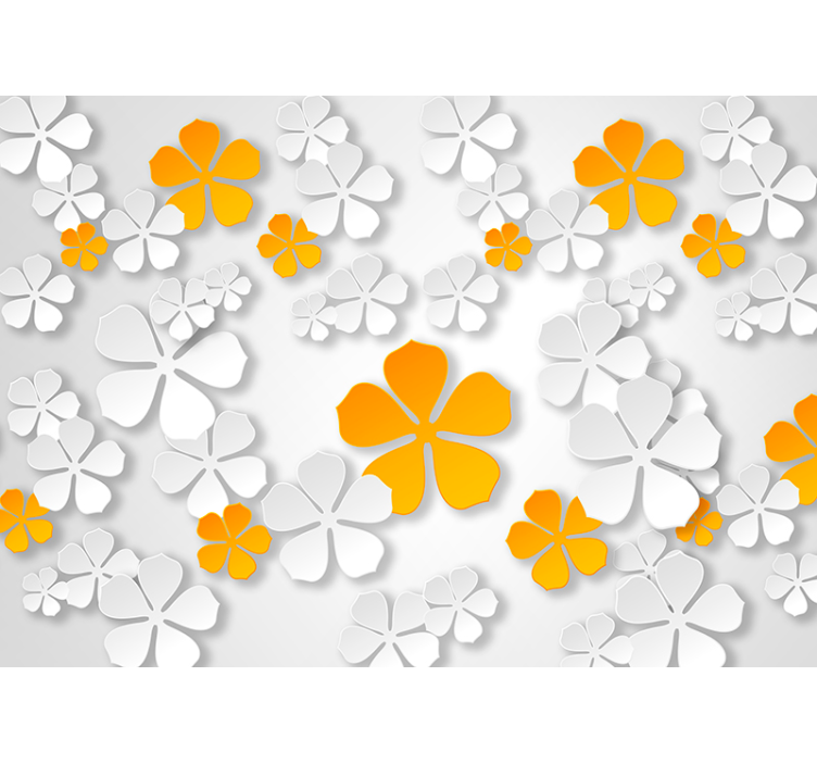 Oriental flowers wall mural - TenStickers