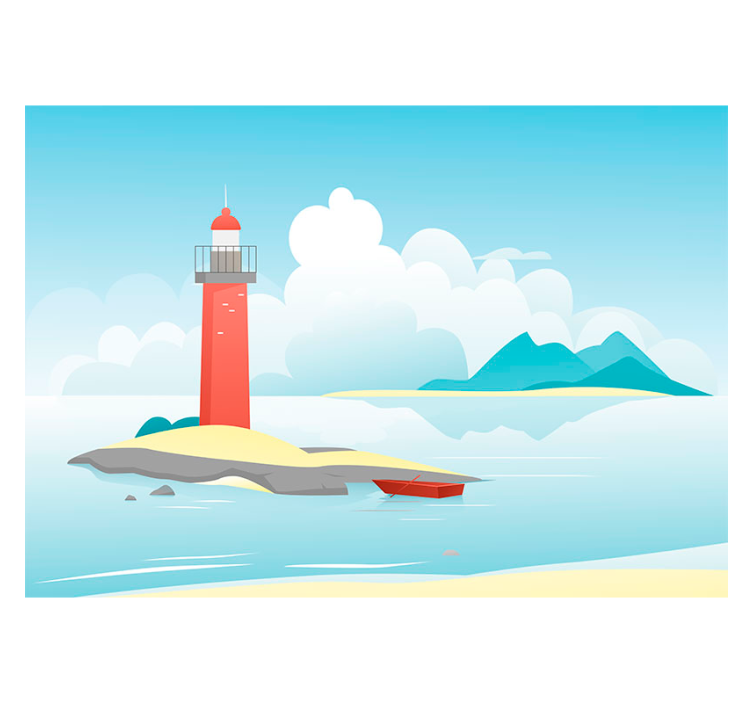 Lighthouse under clouds landscape wall mural - TenStickers