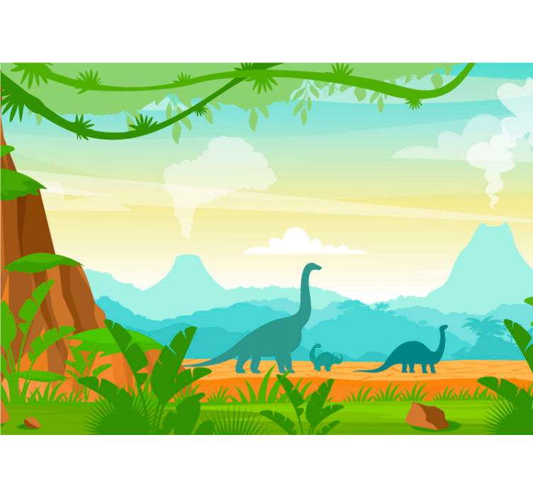 Wall mural jungle dinosaurs in the jungle - TenStickers