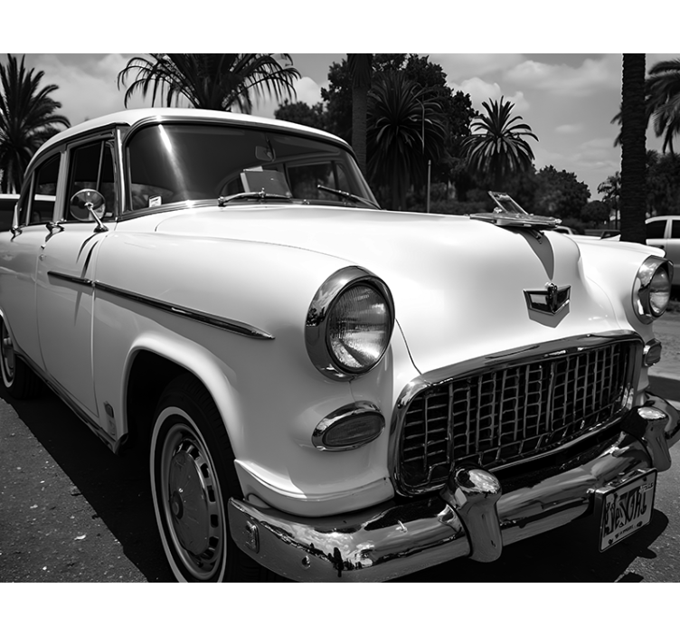 Classic White Car automotive wall murals - TenStickers
