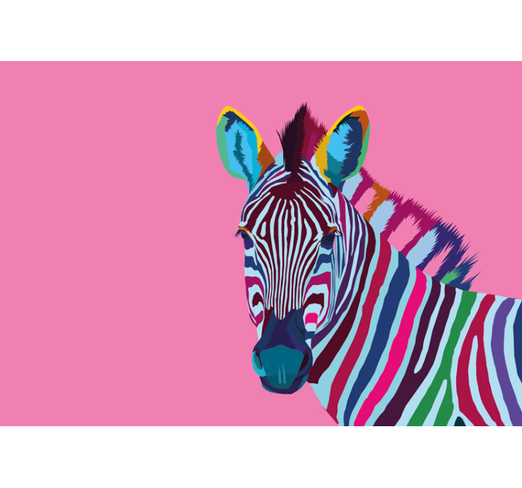 Wall mural animals colorful zebra portrait - TenStickers