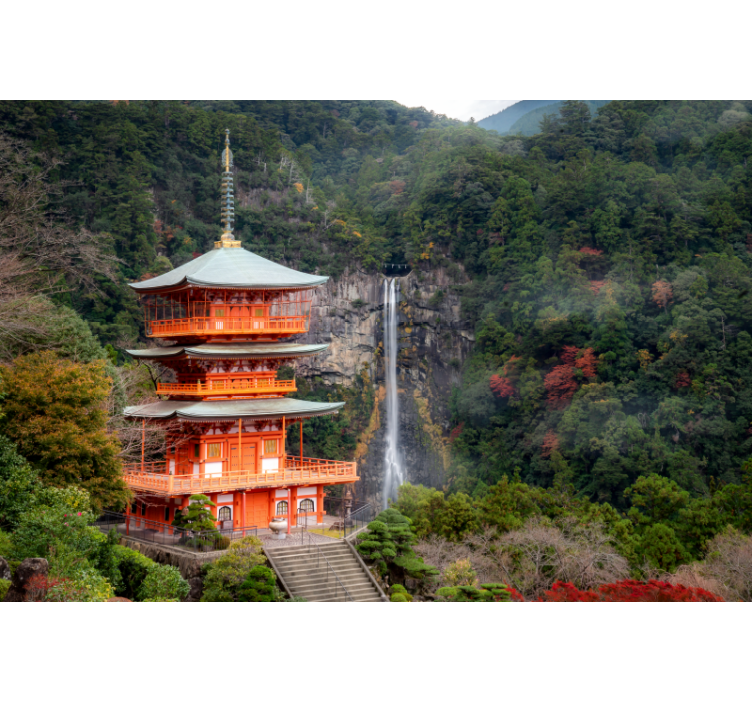 Historic Japanese Pagoda landscape wall mural - TenStickers