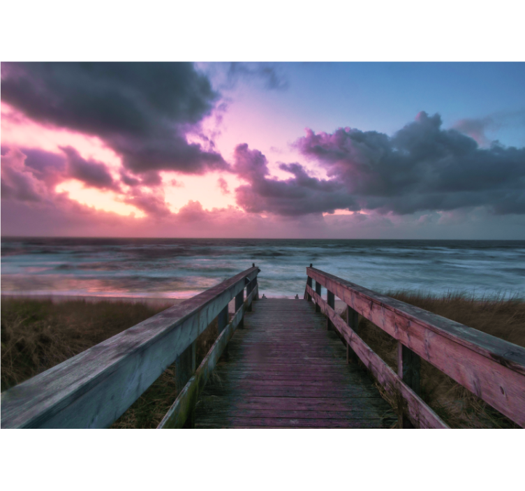 Serene cloudy sunset sea wall mural - TenStickers