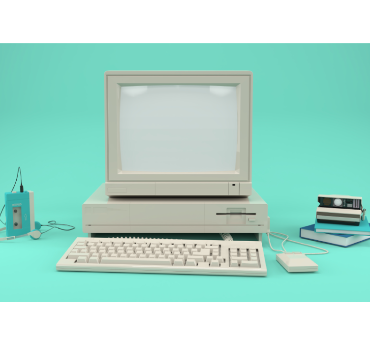 Vintage Computer Setup automotive wall murals - TenStickers