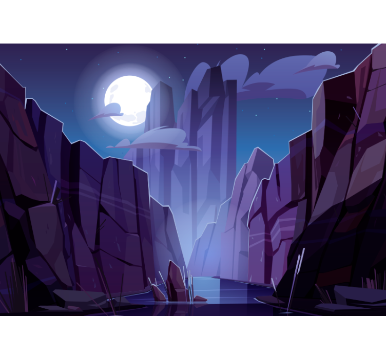 Lunar Illuminated Rocky Terrain landscape wall mural - TenStickers