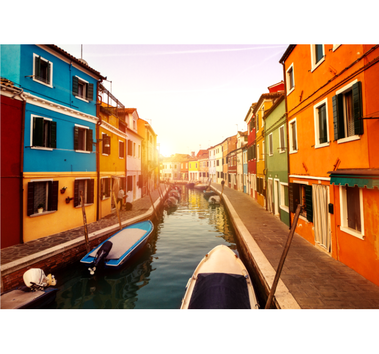 Colorful Canal View wall mural city - TenStickers