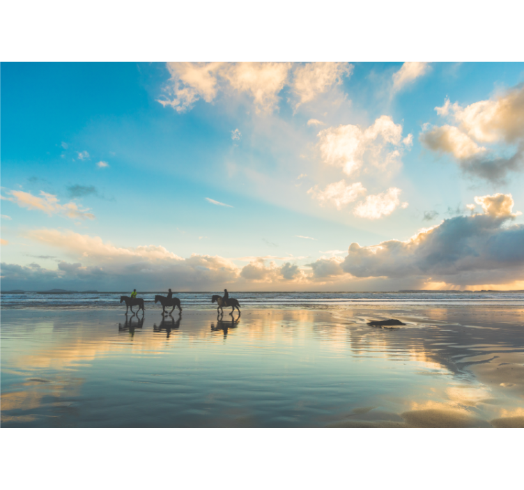 Landscape wall mural seaside horse riders - TenStickers