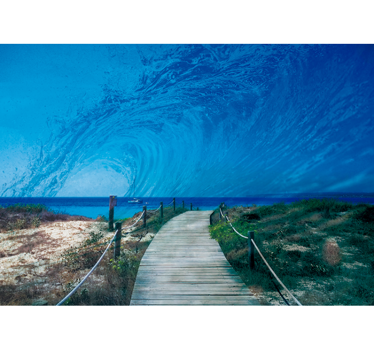 Ocean Wave Pathway sea wall mural - TenStickers