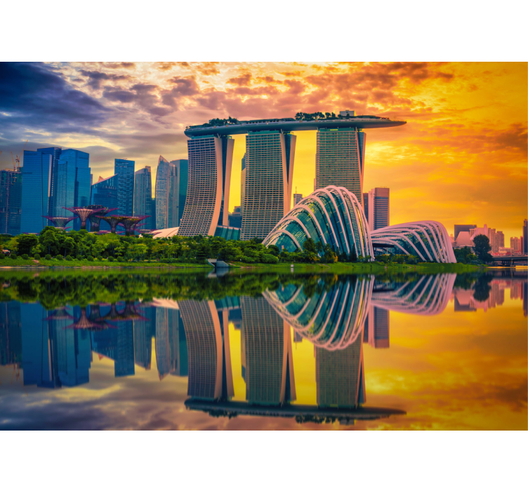 Marina Bay Reflections wall mural city - TenStickers