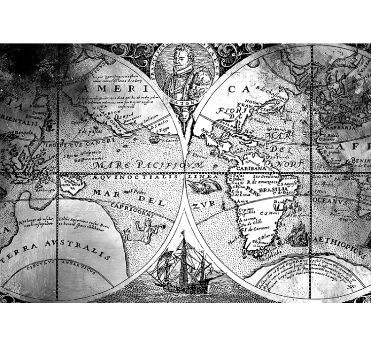 Vintage Nautical Map wall mural world map - TenStickers