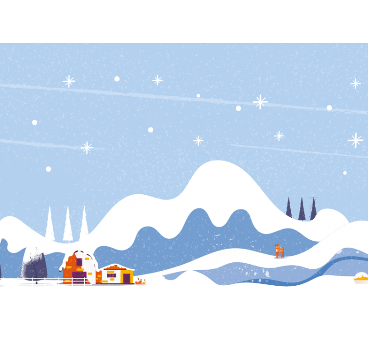 snowy mountains with tents Kids wall Murals - TenStickers